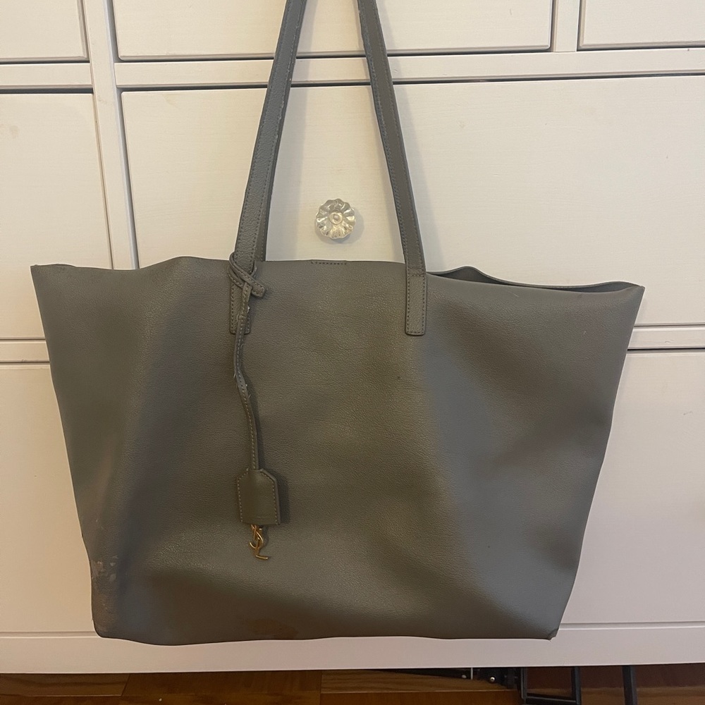Shopping Saint Laurent tote dark grey
